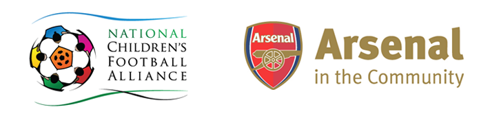 Arsenal in the Community logo and National Children's Football Alliance logo.